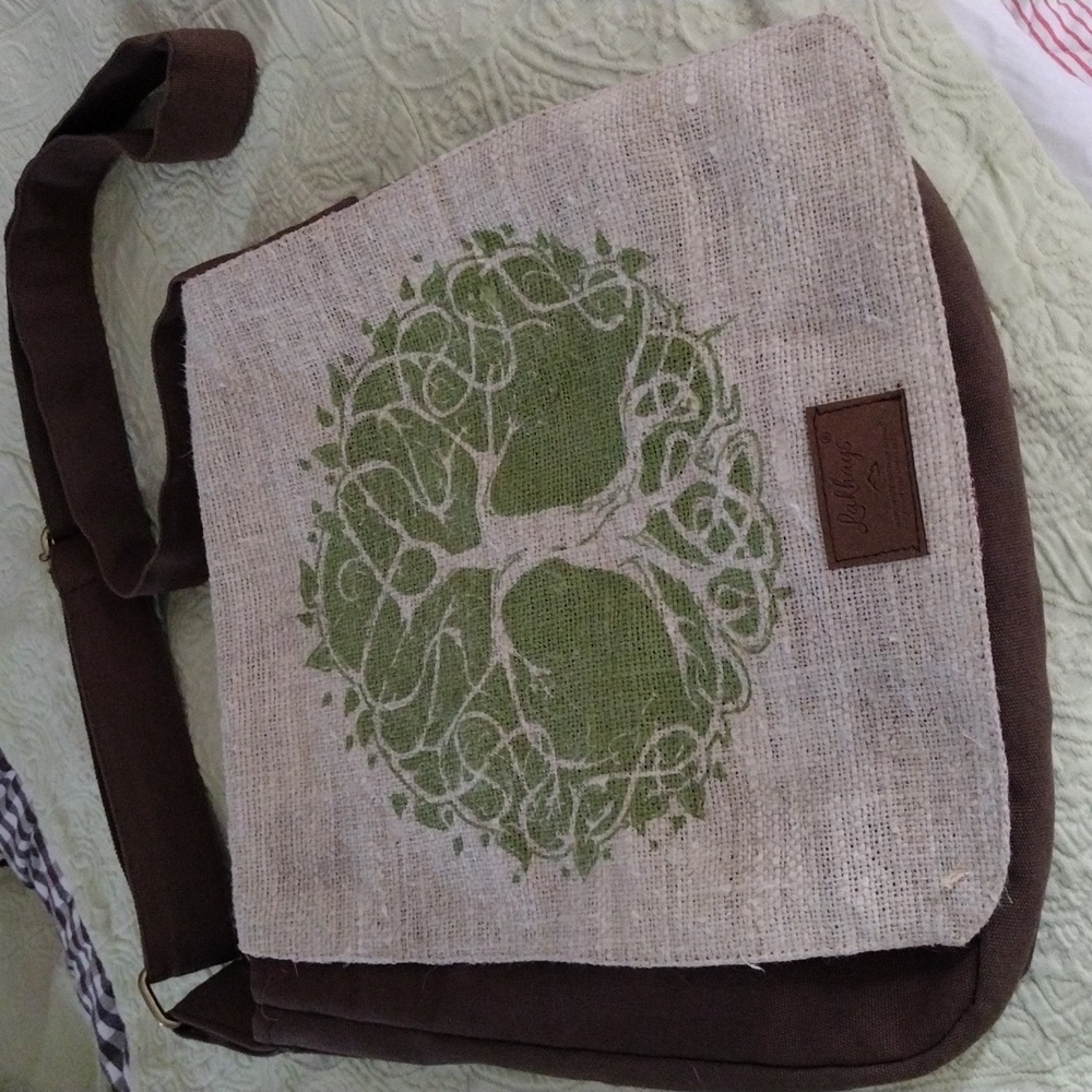 Lakhays  natural hemp-cotton eco mandala messenger bag